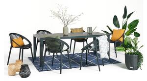Záhradná jedálenská súprava pre 6 osôb s čiernou stoličkou Joanna a stolom Viking, 90 x 205 cm