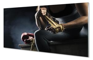 Sklenený obklad do kuchyne Žena bandáž rukavice 100x50 cm