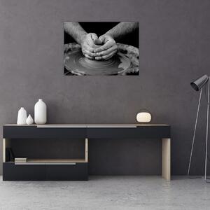 Čiernobiely obraz - výroba keramiky (70x50 cm)