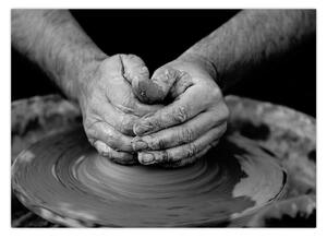 Čiernobiely obraz - výroba keramiky (70x50 cm)