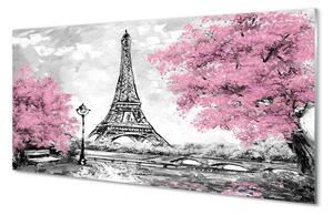 Obraz na skle Paris jarný strom 100x50 cm 2 Prívesky