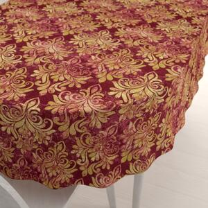 Biante Zamatový oválny obrus Tamara TMR-053 Zámocký vzor na vínovo červenom 60x100 cm