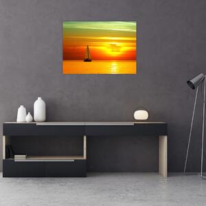 Obraz západu slnka s jachtou (70x50 cm)