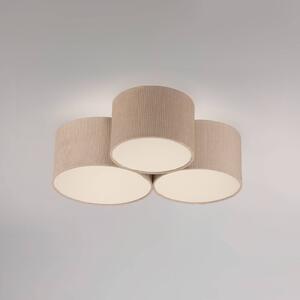 JUST LIGHT. Zelené stropné svietidlo Duro, textil, tri žiarovky, Krémová / jantárovo žltá, Obývacia izba / jedáleň, Textil / látka / hodváb, Stropné svetlo