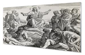 Sklenený obraz Ježiš kreslenie ľudia 120x60 cm 2 Prívesky