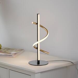 JUST LIGHT. Stolná LED lampa Emanda, železo, čierna mosadz, Čierna, Obývacia izba / jedáleň, kov, Moderný
