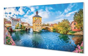 Sklenený obraz Nemecko staré mesto riečny mosty 140x70 cm 4 Prívesky