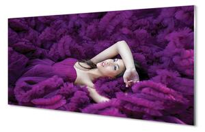 Obraz na skle žena purple 100x50 cm 2 Prívesky