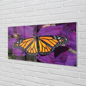 Sklenený obraz Farebný motýľ kvety 140x70 cm 2 Prívesky