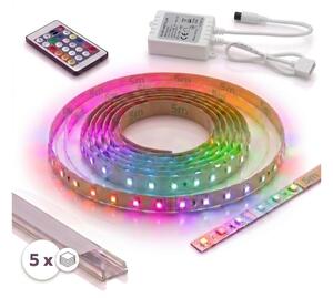 SADA 1x LED RGBW pás DIGITAL LED/16,5W/230V 5 m + 5x zapustené profily 1 m + DO