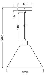 Osram - Závesný luster na lane PULP 1xE27/9W/230V priemer 31 cm