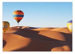 Obraz - lietajúce balóny v púšti (70x50 cm)
