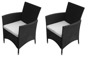 Záhradné stoličky 2 ks, polyratan, čierne