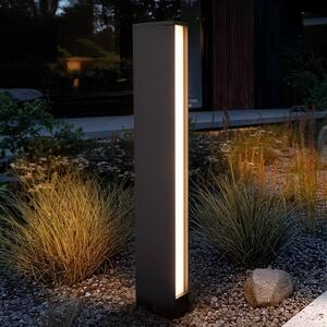 Lucande LED svetlo na chodník Lirka, 2 svetlá, sivá, kov, 60 cm