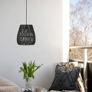 PR Home Saigon vonkajšia závesná lampa čierna Ø28cm kábel 2,5m, Čierna, Plast, Závesné svietidlo