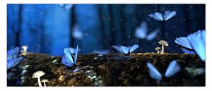 Obraz modrých motýľov (120x50 cm)