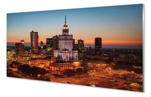 Sklenený obraz Nočná panoráma Varšavy mrakodrapov 100x50 cm 2 Prívesky