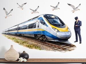 Nalepte.cz Vlak Pendolino textilní prelepiteľná nálepka na stenu arch 75 x 39 cm