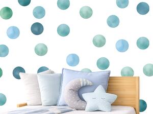 Nalepte.cz Akvarelové bodky pre chlapcov 50ks textilní prelepiteľné nálepky na stenu 50 ks 4x4 cm