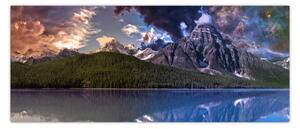 Obraz jazera a hôr (120x50 cm)