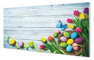 Sklenený obraz Eggs tulipány motýľ 100x50 cm 4 Prívesky
