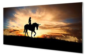 Sklenený obraz Žena na jednorožca západu slnka 120x60 cm 2 Prívesky