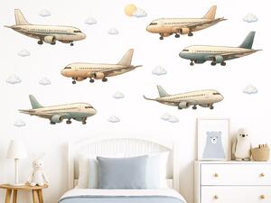 Nalepte.cz Boeingy a Airbusy textilní prelepiteľné nálepky na stenu arch 75 x 36 cm