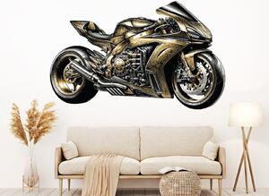 Nalepte.cz Zlatá motorka textilní prelepiteľná nálepka na stenu arch 47 x 29 cm