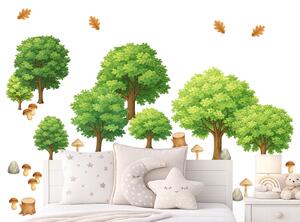 Nalepte.cz Súbor listnatých stromov textilní prelepiteľné nálepky na stenu arch 75 x 60 cm