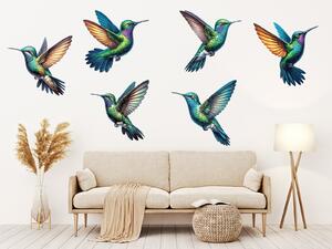 Nalepte.cz Kolibríky textilní prelepiteľné nálepky na stenu arch 47 x 31 cm