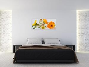 Obraz oranžových kvetín (120x50 cm)