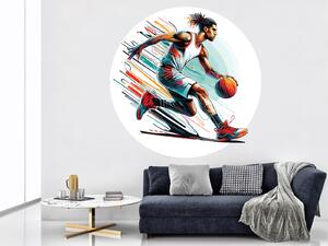 Nalepte.cz Basketbalista 04 textilní prelepiteľná nálepka na stenu arch 20 x 20 cm