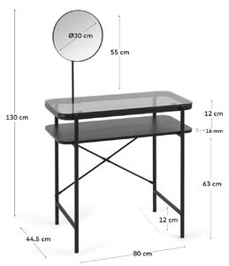 MUZZA Toaletný stolík Mabry 80 x 44,5 cm čierny