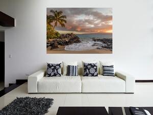 Nalepte.cz Romantická pláž textilní prelepiteľná nálepka na stenu 48 x 33 cm