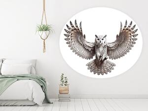 Nalepte.cz Letiaca sova textilní prelepiteľná nálepka na stenu arch 100 x 85 cm
