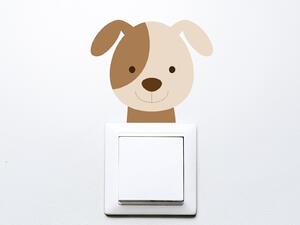 Nalepte.cz Psík na vypínač textilní prelepiteľná nálepka na stenu 12 x 10 cm