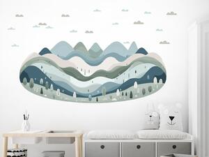 Nalepte.cz Nordic krajinka textilní prelepiteľné nálepky na stenu arch 50 x 21 cm