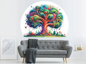 Nalepte.cz Pestrofarebný strom textilní prelepiteľná nálepka na stenu arch 47 x 35 cm