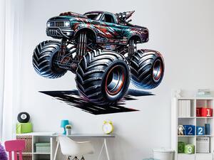 Nalepte.cz Monster truck 02 textilní prelepiteľná nálepka na stenu arch 47 x 37 cm
