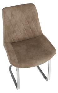 KONDELA Jedálenská stolička, svetlohnedá látka s efektom brúsenej kože/chróm, DENTA