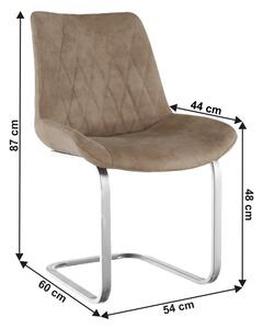 KONDELA Jedálenská stolička, svetlohnedá látka s efektom brúsenej kože/chróm, DENTA