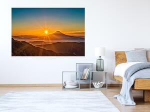 Nalepte.cz Slnko v horách textilní prelepiteľná nálepka na stenu 45 x 30 cm