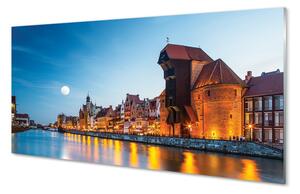 Sklenený obraz Rieka noc Gdańsk Staré Mesto 100x50 cm 2 Prívesky