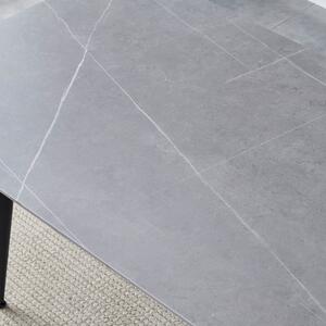 Jedálenský stôl LUCIAN sivý mramor/čierna, šírka 160 cm