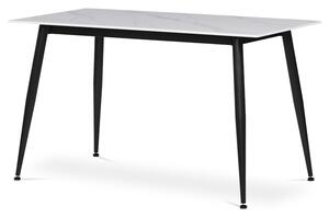 Jedálenský stôl LUCIAN biely mramor/čierna, šírka 130 cm