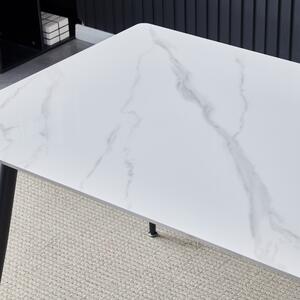 Jedálenský stôl LUCIAN biely mramor/čierna, šírka 160 cm