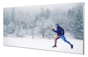 Obraz na skle Les v zime sneh muž 100x50 cm 2 Prívesky