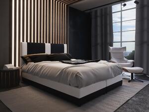 Manželská posteľ Boxspring 140 cm Pecos Comfort (ekokoža + čierna + biela) (s matracom a úložným priestorom). Vlastná spoľahlivá doprava až k Vám domov. 1056265