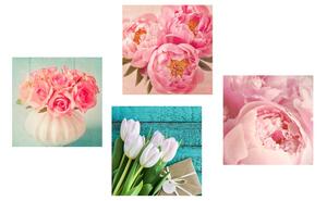 Set obrazov romantické zátišie kvetov