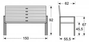 Doppler TAMAN 150x100 RUSSET FSC® - záhradné teakové sedenie s lavicou 4+1+1